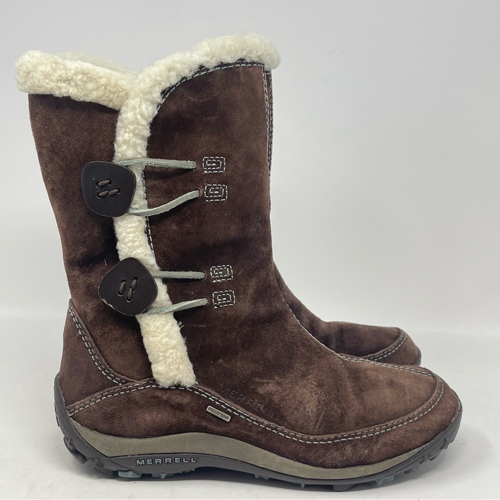 Merrell Yarra Winter Boots Womens 6 Brown Suede Waterproof Primaloft Insulated